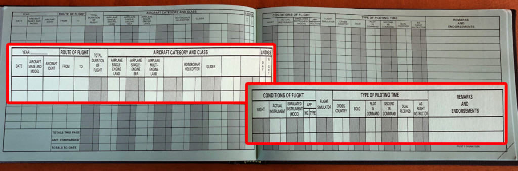 filling out entries in your pilot logbook